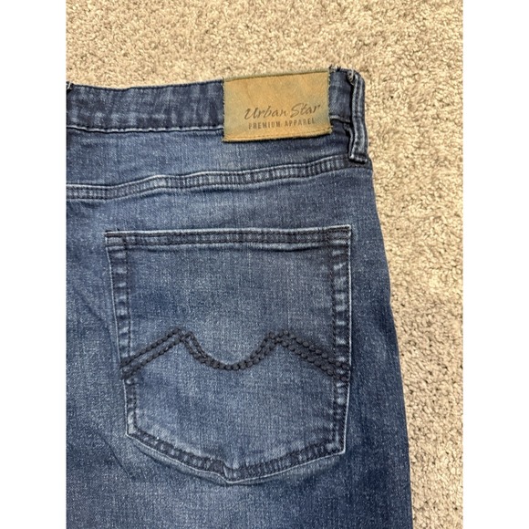 Urban Star Jeans Mens 38x30 Blue Relaxed Straight Leg Dark Wash Denim - Picture 9 of 10